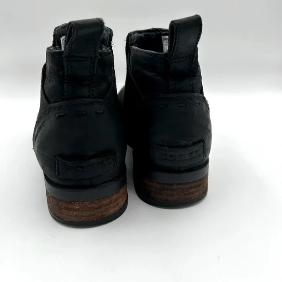 Sorel Emelie Boot Womens Size 8.5  Waterproof Black Slip On Leather Chealse - Picture 4 of 7